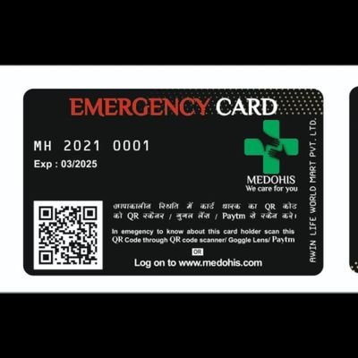 Medohis card will provide medical history to medical team in emergency cases and can connect directly to family in any mishappening