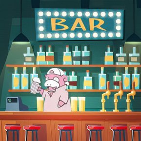 La Taberna de SlowPoke, ¡donde puedes tomarte unos zumitos a la vez que juegas unos combates! 
Aquí os atiende vuestro barman y sus camareros de confianza: