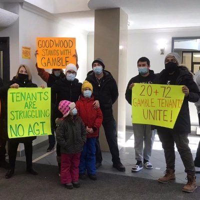 Tenants of 20 and 72 Gamble out in East York, united against AGIs! Our landlord #RaneeManagement is one of GTA's biggest pandemic evictors.