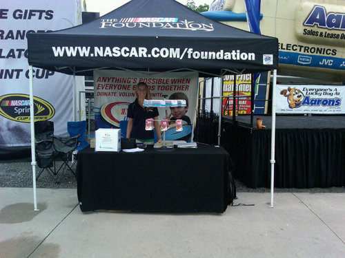 We're at the track each weekend. Stop by the NASCAR Unites booth at the Sprint Experience at any NASCAR Sprint Cup Series race to volunteer or get your band!