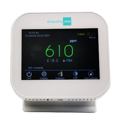 Indoor Air Quality Sensor - CO2, Temperature, Humidity, Light. WIFI.  Mobile and Web application for air quality monitoring.