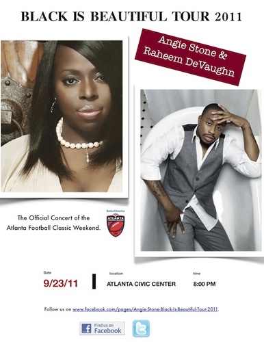 Angie Stone's Black is Beautiful Tour with Raheem DeVaughn & comedian Lightfoot - Sept 23 at Atlanta Civic Center. 
Tix on sale: http://t.co/PfrBfvUm