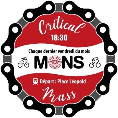 Compte de la Masse Critique de Mons(Be) Gare, Dernier Ven du Mois 18.30. Logo by @Danko_Bike 31/03/23 DEPART PLACE DU PARC