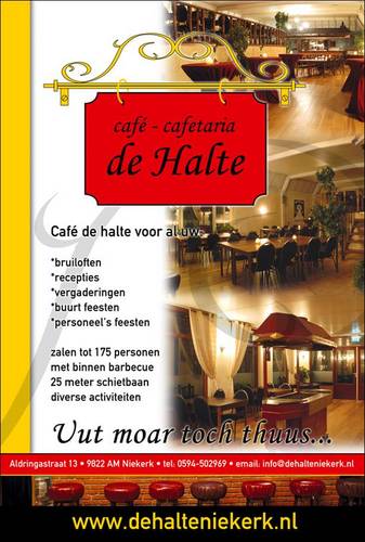 CafeHalte's profile picture. cafe/cafetaria met aan de achterzijde een partycentrum voor feesten en partijen met diverse buffet vormen en spel activiteiten.