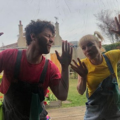 MoonSlide are behind Buff and Sheen: a roaming comical dance show about cleaning and connection. Colourful performance viewed safely through a window. @suzivc