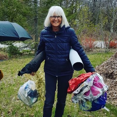 Earth lover, garbage picker along beautiful Lake Huron