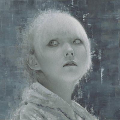 清水玄澄 『顔を拭う女』 新絹本・複製画色紙絵 絵画 日本画