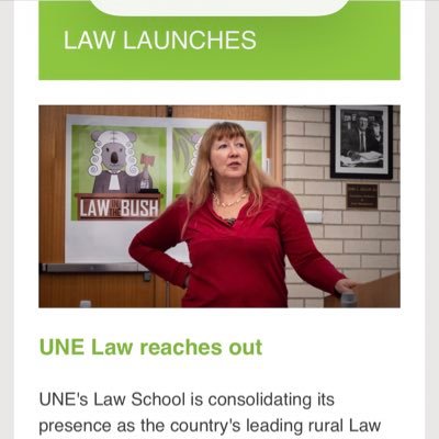 Law Lecturer at UNE. Up-to-the-minute law high up on the Northern Tablelands.