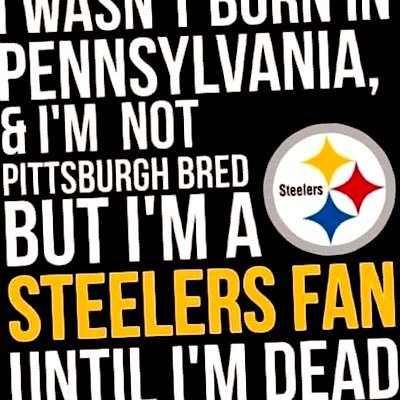 I love the Pittsburgh Steelers and I have since 1970 when I was five years old I have been a true steeler fan not even changing when Carolina got a team