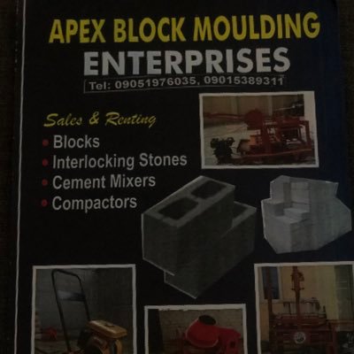 BlockApex's profile picture. APEX BLOCK MOLDING ENTERPRISES   Sales and renting 09051976035, 09015389311