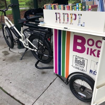 We are RDPL's Book Bike! We'll be popping up in parks all around Red
Deer to do programming and spread love of the library and books in our community.