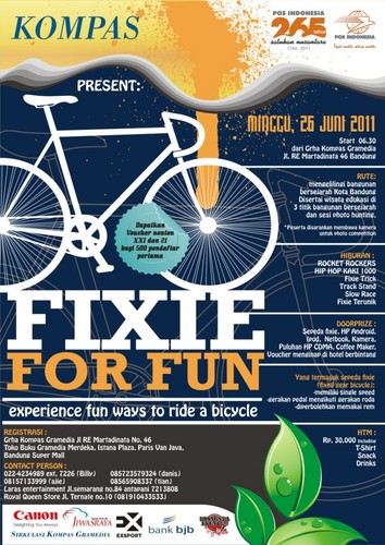 FixieForFun's profile picture. KOMPAS Fixie For Fun.Bandung,26 Juni.HTM 30rb:Tshirt,milk,food,tiket21. RocketRockers,FixieTrick,TrackStand,SlowRace, FixieTerunik. Doorprize puluhan jt