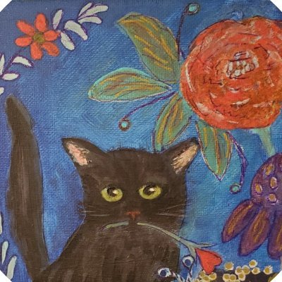 ArtBobtail's profile picture. Black cat artist who loves black cats, especially if they are a Manx which means they have a bobtail