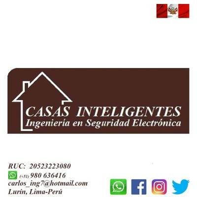 CASASINTELIGEN1's profile picture. Ingeniería en Seguridad Electrónica
Alarmas Inteligentes, Cámaras de Video Vigilancia, Instalaciones  Eléctricas
Cel. (+51) 980 636416