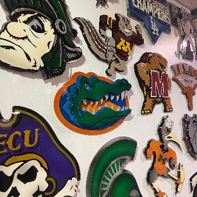 3D Vintage Style Wall art, MLB, NHL, College and Custom Artwork. Made in the USA!  Hand Painted.