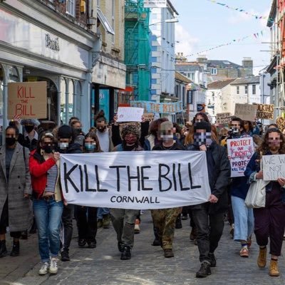 Kill The Bill Cornwall is a collective building resistance and opposition to the Police, Crime and Sentencing Bill.