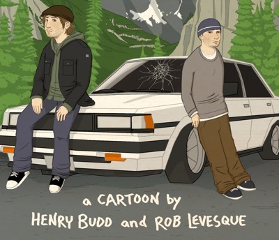 Yellowhead is a feature cartoon about two aimless friends  trying to drive across Canada to get some sushi in Vancouver... It's by Rob Levesque and Henry Budd.