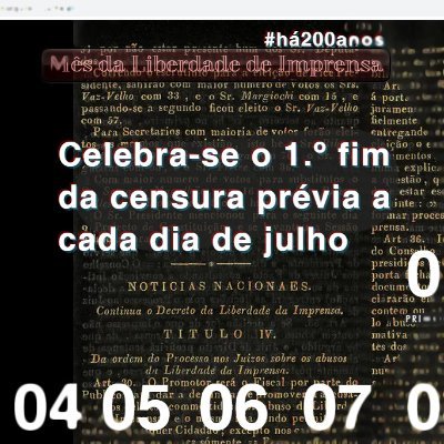 Liberdade de Imprensa • o 1.º fim da censura prévia em Portugal. julho de 1821 • a 1.ª lei de #imprensa 🇵🇹 #há200anos #há201anos #liberdadedeimprensa