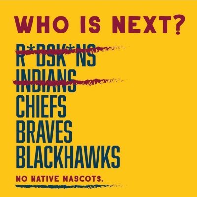 Sports fans + allies who encourage rebranding of Native American themed mascotry. Formerly Rebrand Washington Football. Est. 2015