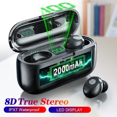 Audífonos inalambricos Tws con Bluetooth (5.0 Originales), Sonido Ultra Envolvente, compatible con todos los dispositivos móviles y caja de carga de 2.200 mah q