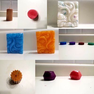 Small homemade soaps, bath bombs, candles, lotion and more business just starting out.
