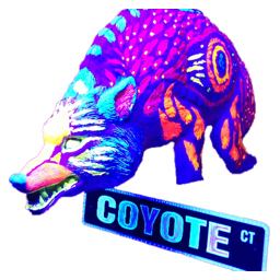 Wandering coyote park & UV art installation that shows coyotes in different lights to promote awareness & coexistence #BurningMan #CriticalNW #coyotes