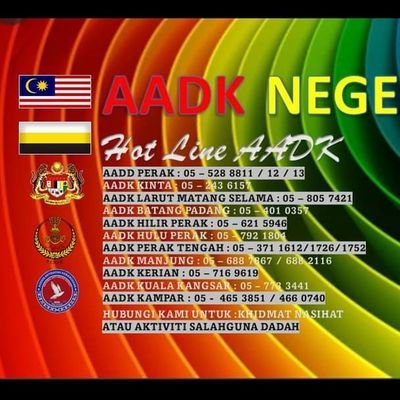 AADK_PERAK's profile picture. AADK Negeri Perak,  Aras 2, Kompleks KDN,  Bandar Meru Raya, 30020 Ipoh, Perak Darul Ridzuan.  
05-5288811/12/13.