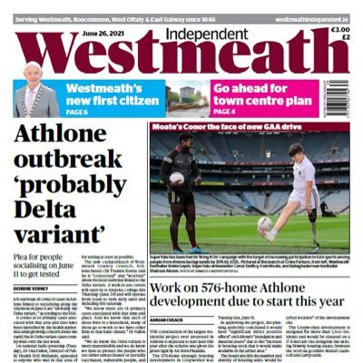 Athlone-based regional newspaper, Westmeath Independent, founded 1846, on Twitter.