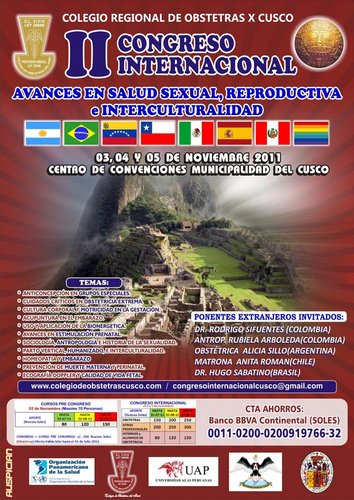 Te invitamos al Congreso Internacional, Avances en Salud Sexual, Reproductiva e Interculturalidad. 2 al 5 de noviembre 2011. http://t.co/AlboXGMbFD