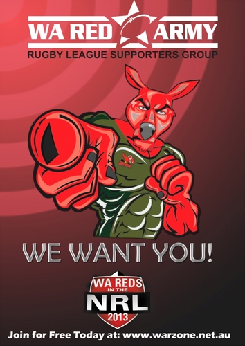 WA_Red_Army's profile picture. We are the official WA Red Army Rugby League Supporters Group.  Help us continue to grow and support League in WA by joining today FOR FREE!.