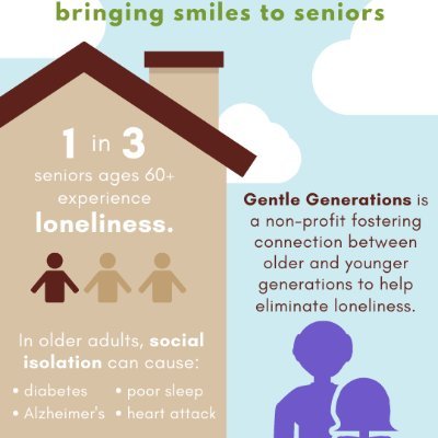 Gentle Generations is a nonprofit with a mission to support older adults and eliminate social isolation and loneliness in the elderly through creative programs.