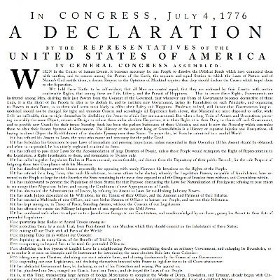 The Declaration of Independence of the United States of America.