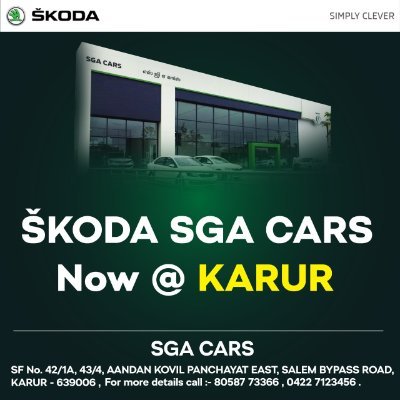 Authorized Škoda Dealer Karur. #SGAcars
Call : 0422 7123456
Visit : https://t.co/lomzzxmMM9
WhatsApp : 7402633066
Dealership : Coimbatore, Tirupur, Karur