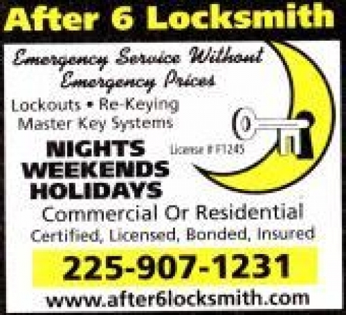 After6Locksmith's profile picture. (225) 907-1231 Baton Rouge,LA Locksmith with Discount Prices,Until Midnite with $35 Lockouts, car keys and car remotes-Were the Cheapest licensed Smith In Town