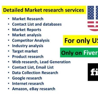 I am a pro #marketresearch analyst on #Fiverr and #upwork. I will do any project related to #marketresearch #internetresearch  #leadgeneration #dataentry