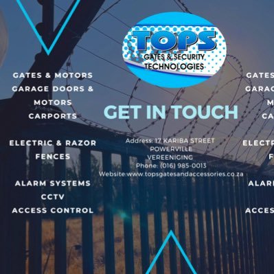 Gate Manufacturing and security technology specialists WhatsApp: https://t.co/jr7JXNFLXp | e-mail: admin@topsgates.co.za 📞 : (016) 985-0013
