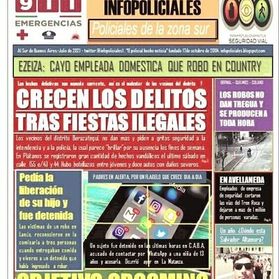 Infopoliciales1's profile picture. Medio de comunicacion especializado en policiales. Te contamos toda la informacion de policiales de la zona sur y aledaños. policialesdelazonasur@gmail.com