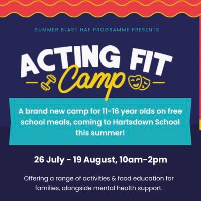 Acting Fit is a brand new free summer camp in Margate for children eligible for free school meals! Sign up at https://t.co/wLyL3v7a7z