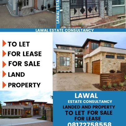 Lawaltoyinadeol's profile picture. Lawal Estate Consultancy
We are a certified real estate consultancy 
contact us for all real estate property in land and landed properties
and we deal all over