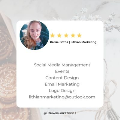 ~Social Media Management~
~Events~
~Email Campaigns~
~Virtual Assistant~
~Content Design~
🇿🇦