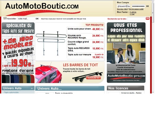 http://t.co/awUiFK9h vente en ligne d'accessoires auto toutes marques. 
Automotoboutic vous propose ses tapis de sol, housses et accessoires de confort.