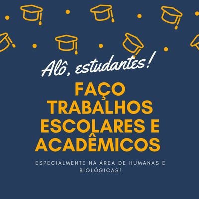 trabalhosfacul's profile picture. Garanto sua nota tanto na escola quanto na faculdade, faço redações, fichamentos, relatórios, TCC, resumos, etc.
Chama na DM!