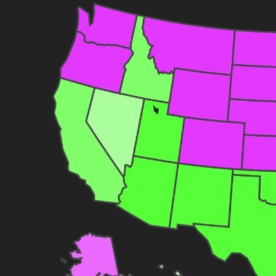 Alternate history 2020 election maps on Su/Tu/Th/Sa using random coalitions over @bot_2024 demographics. By @notkavi and @lxeagle17, data sourced from @mill226