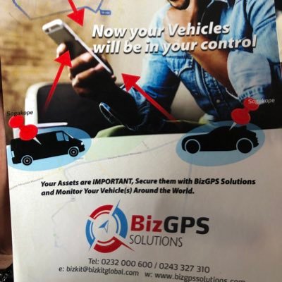 Your assets are IMPORTANT, Secure them with BizGPS Solutions and Monitor Your Vehicle(s) around the world !!     contact us: 0232000600/0243327310