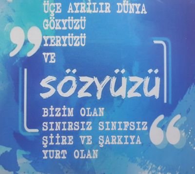 SozyuzuD's profile picture. Üç Aylık Edebiyat Dergisi

 İletişim @erdalgic