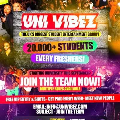 The largest & most creative student entertainment group. | Snap & IG: UniVibezUK | Contact Us: Info@UniVibez.com