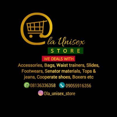 Jovial 💃♥️
Specialized in wears for both sex
T-shirts, bags, wristwatch,heels,plain n pattern..and anything that as to do with wears..