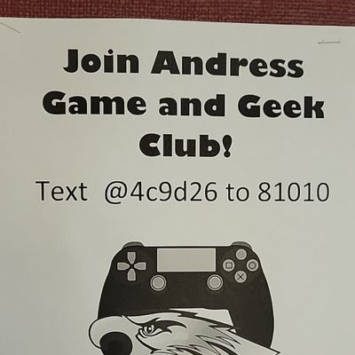 Andress High School's club for everything Geek. Video games, Anime, D&D, Board Games. Follow us for all announcements and social media updates.