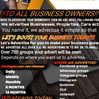 The aim of this services is to help general and small standing businesses to increase there client base.


Advertising will be done per week on a 4 day bases