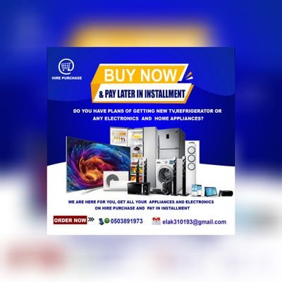 we understand the strain on the budget of Ghanaians in acquiring household appliances,electric gadgets,we give you the opportunity to buy and pay later in inst.